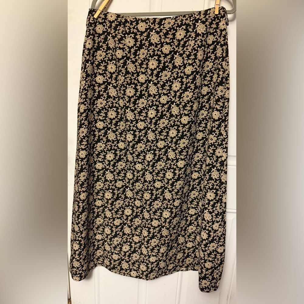Kathy Ireland Black Floral Maxi Skirt